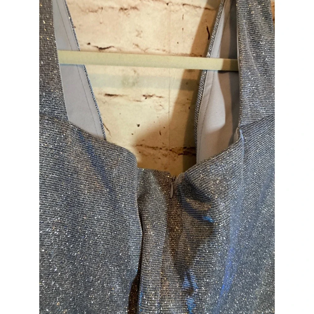 Nightway‎ Dress 22W Icy Blue All Over Glitter Mother of The Bride Gown Slit Plus - Picture 15 of 16